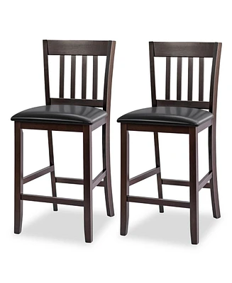 Sugift 25 Inches Set of 2 Bar Stools with Rubber Wood Legs
