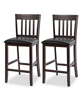 Sugift 25 Inches Set of 2 Bar Stools with Rubber Wood Legs