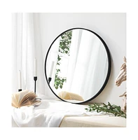 Slickblue Round Wall Mirror, Decorative Circle Mirror, 24-Inch Diameter, Metal Frame