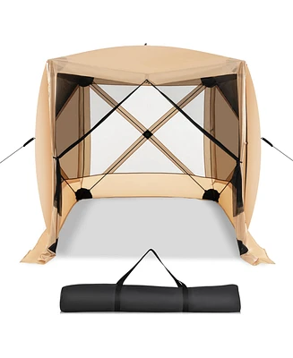 Costway 6.7 Ft x 6.7 Ft 4-Panel Pop up Camping Gazebo Quick-Set with 2 Sunshade Cloths