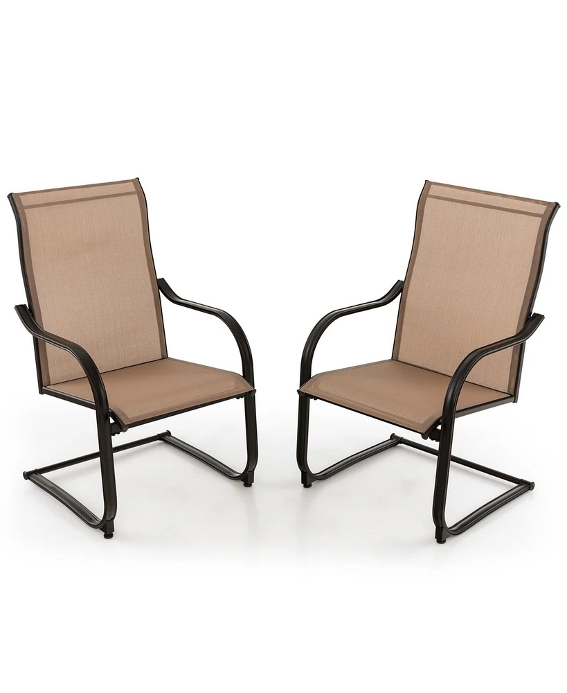 Sugift 2 Pieces C-Spring Motion Patio Dining Chairs with Breathable Fabric