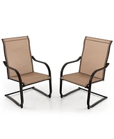 Sugift 2 Pieces C-Spring Motion Patio Dining Chairs with Breathable Fabric