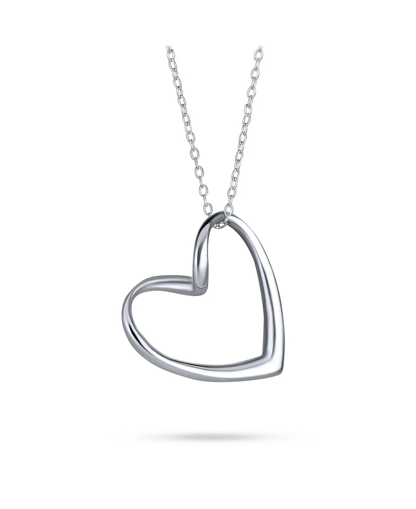 Bling Jewelry Floating Open Heart Pendant Necklace For Women For Sterling Silver With Chain