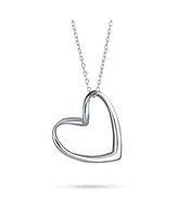 Bling Jewelry Floating Open Heart Pendant Necklace For Women For Sterling Silver With Chain