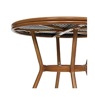 Merrick Lane Sacha Bistro Style Table With Glass Top, Pe Rattan, Stack Chairs