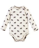 Touched by Nature Baby Boys Organic Cotton Long-Sleeve Bodysuits 5pk, Moose, 3-6 Months