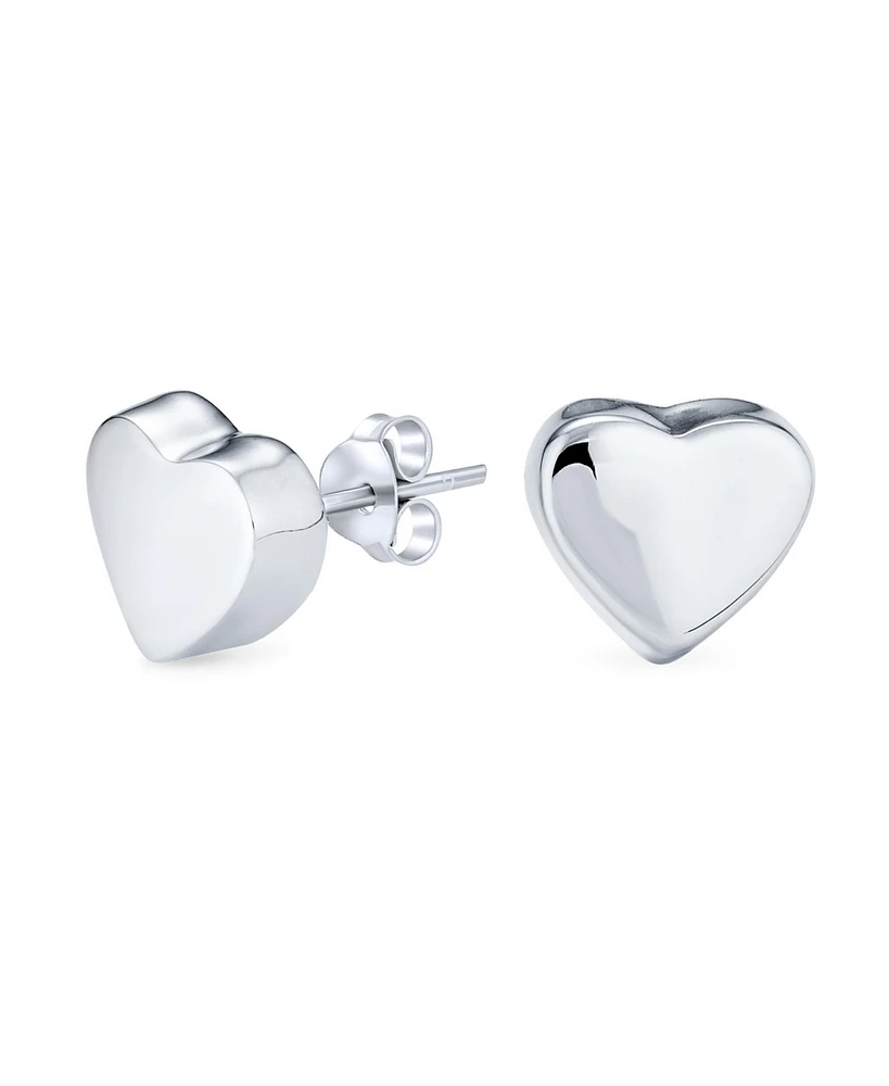 Bling Jewelry Abc Initial Monogram Simple Love Heart Shaped Stud Earrings For Women Sterling Silver