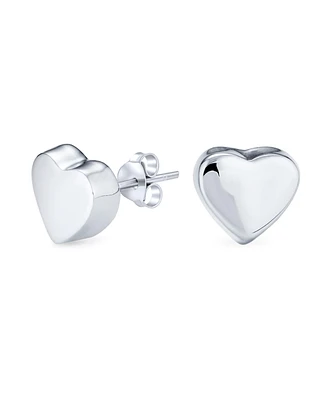 Bling Jewelry Abc Initial Monogram Simple Love Heart Shaped Stud Earrings For Women Sterling Silver