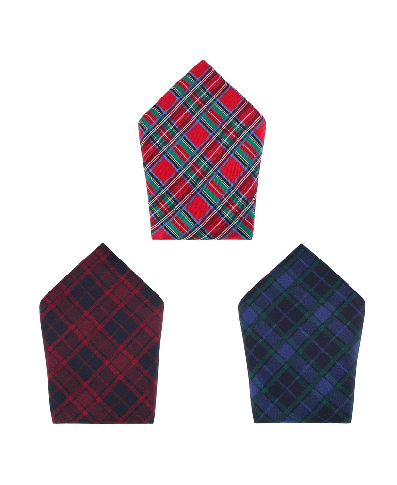 Trafalgar Men's Plaid 13-inch Silk Pocket Square Trio 3 Pack