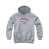 Superman Boys Youth Crossed Bats Pull Over Hoodie / Hooded Sweatshirt