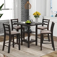 Streamdale Furniture 5-Piece Wooden Counter Height Dining Set With Padded Chairs And Storage Shelving