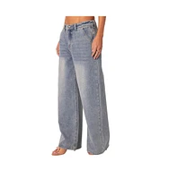 Edikted Women's Myla Washed Wide Leg Jeans