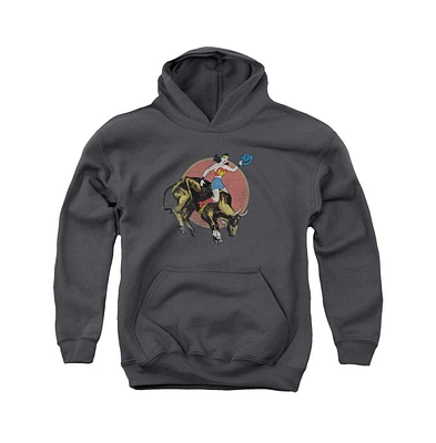 Justice League Boys of America Youth Bull Rider Pull Over Hoodie / Hooded Sweatshirt