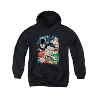 Justice League Boys of America Youth Up Close And Personal Pull Over Hoodie / Hooded Sweatshirt