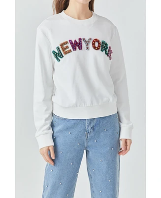 endless rose Women's New York Embellished Sweatshirt