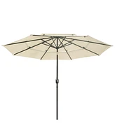 Yescom 3 Tier Patio Umbrella with Solar Led Crank Tilt Button Outdoor