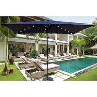 Streamdale Furniture 10 X 6.5FT Rectangular Patio Solar Led Lighted Outdoor Umbrellas With Crank And Push Button