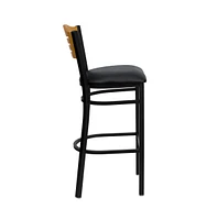 Emma+Oliver Slat Back Metal Restaurant Dining Barstool