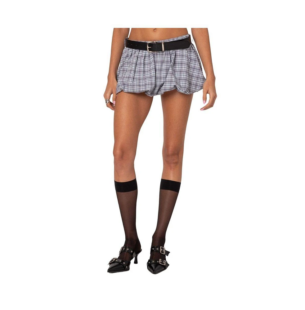 Edikted Women's Plaid bubble micro skort