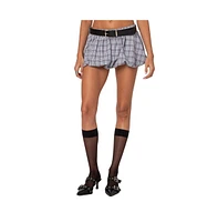 Edikted Women's Plaid bubble micro skort