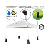 Emma+Oliver Outdoor Event/Tailgate Tent Set With Pop Up Event Canopy And Wheeled Case And Bi-Fold Table With Carrying Handle