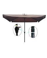 Simplie Fun 10 X 6.5FT Rectangular Patio Umbrella Outdoor Market Umbrellas With Crank And Push Button