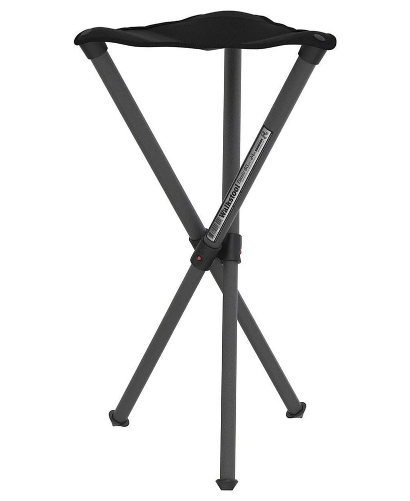 Walkstool Basic Model - Black and Silver - 3 Legged Folding Stool in Aluminium - Height 24" (60 cm) - Maximum Load 385 Lbs - Made in Sweden