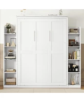 Full Size Murphy Bed Wall Bed With Shelves And Led Lights