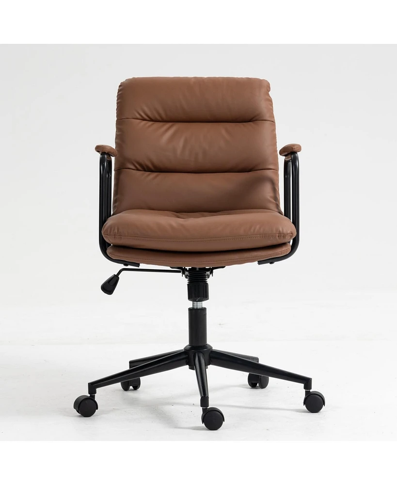 Simplie Fun Ergonomic Pu Leather Office Chair with Reclining Back