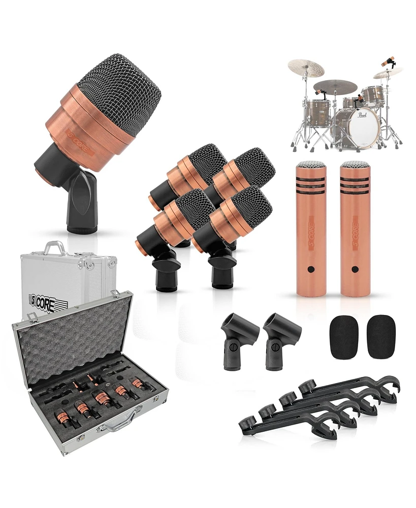 5 Core Tom Microphone Copper Finish Xlr Wired Uni Directional Snare Drum and Other Musical Instrument Mic w Swivel