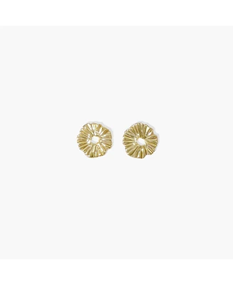 sanctuaire Dainty Textured Circle Studs Gold