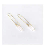 sanctuaire Sanctuary Project by Rose Quartz Threader Drop Earrings Gold