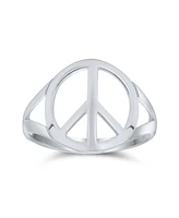 Bling Jewelry Open Symbol World Peace Sign Ring For Women Sterling Silver Spilt Shank Band