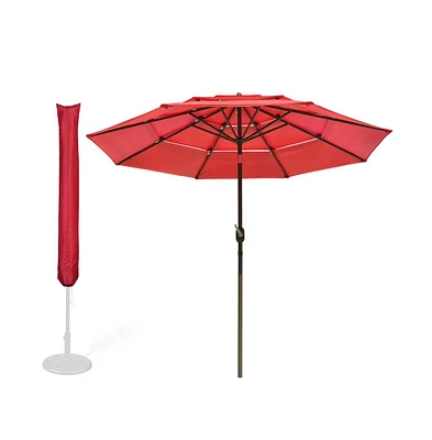 Yescom 10 Ft 3 Tier Patio Umbrella with Protective Cover Crank Push to Tilt Outdoor