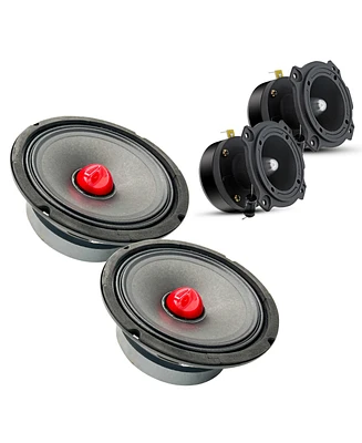 5 Core 6.5 inch Car Speakers & Tweeters Combo/ 2 Mid Range Speakers| 8Ohm, 2 Premium Tweeters - MR6.5-8oHMX2PCS+Tw-180X2PCS