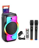 5 Core Bluetooth Speaker 2 Wireless Microphones Karaoke Machine 12" inch woofer Portable Singing Pa System w Dj Light + Fm + Usb + Aux