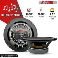 5 Core 8 Inch Midrange Door Speaker 500W Pmpo Subwoofer w Aluminum Bullet 8 Sub Woofer