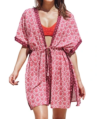 Cupshe Women's Floral Waist Tie Kimono Cover-Up