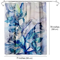 71x74 Floral Shower Curtain - Aqua Floral by Hope Bainbridge