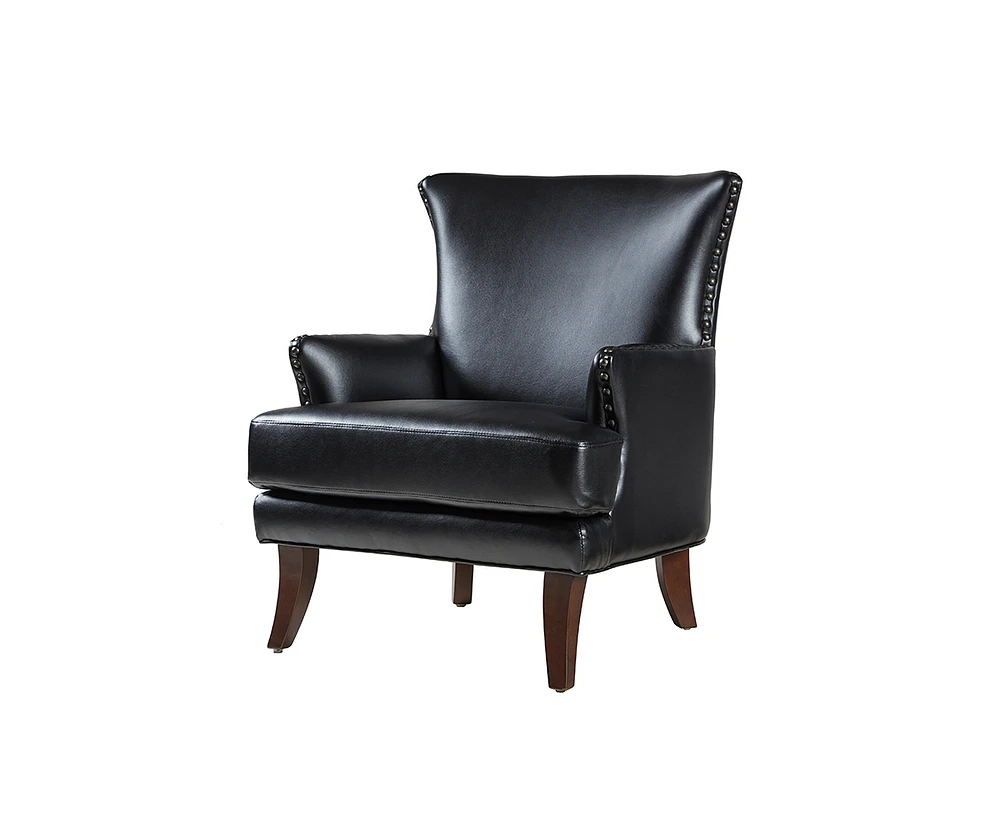 Hulala Home Hardamon Contemporary Leather Arm Chair with Nailhead Trim