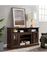 Modern 65" Tv Stand with Open/Closed Storage, Espresso