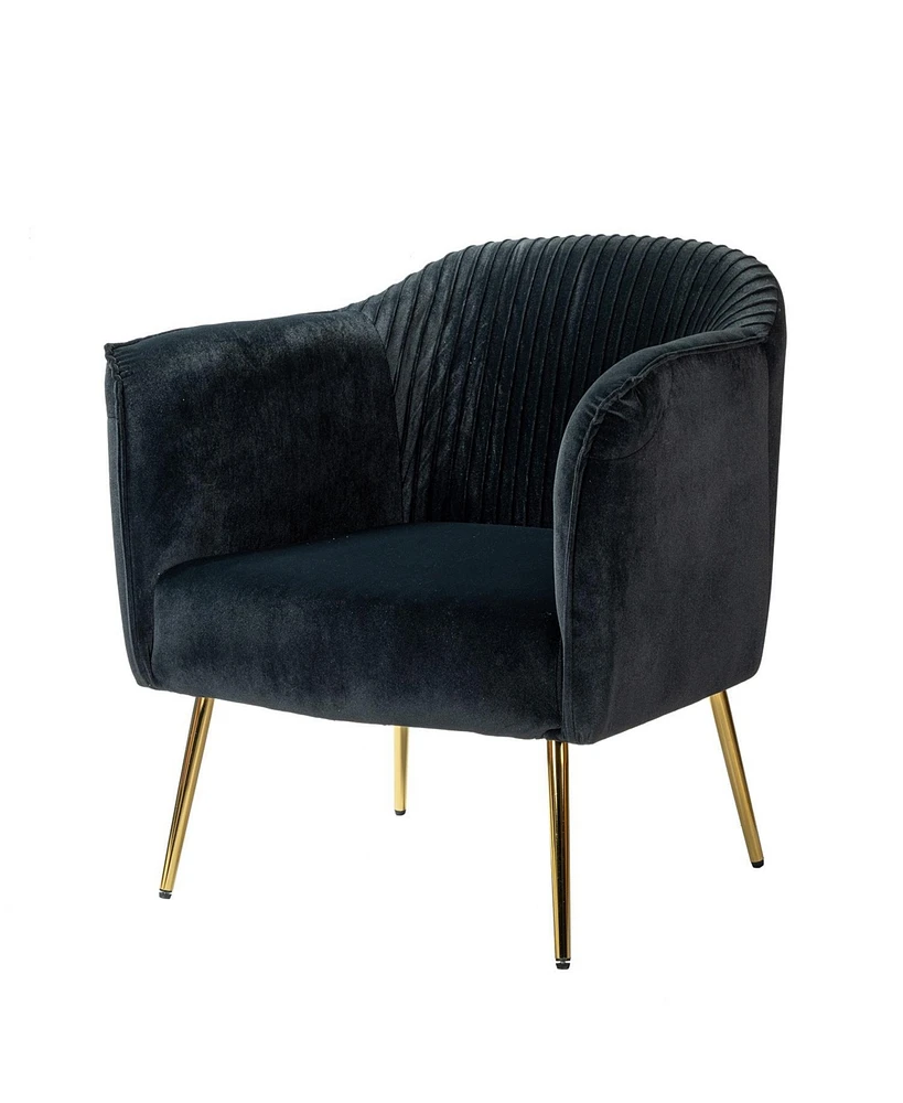 Hulala Home Lord Contemporary Velvet Accent Chair with Ruched Design