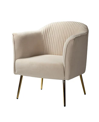 Hulala Home Lord Contemporary Velvet Accent Chair with Ruched Design