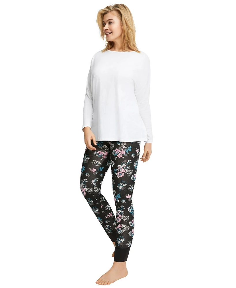 Ellos Women's Rib Trim Sleep Leggings