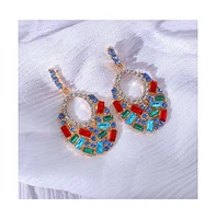 Sohi Women's White Stone Drop Earrings
