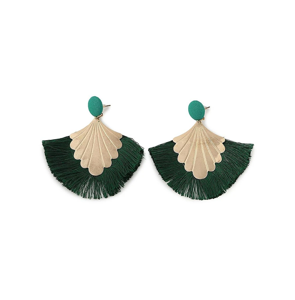 Sohi Women's Gold Tassel Drop Earrings