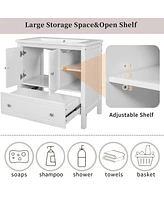 Streamdale Furniture 30" Bathroom Vanity Base Only, Solid Wood Frame, Bathroom Storage Cabinet With Doors And Drawers