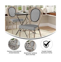 Merrick Lane Mael Stacking Thonet Bistro Style Chair With Textilene Seat And Bamboo Finished Metal Frame For Indoor/Outdoor Use