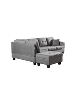 Simplie Fun Fabric Left Chaise Living Room Sofa Set With Storage Ottoman