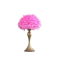 Streamdale Furniture 18.25"In Hot Pink Feather Aquina Satin Gold Metal Contour Glam Table Lamp